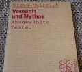 Vernunft und Mythos. Ausgewählte Texte. Von Klaus Heinrich (1983)